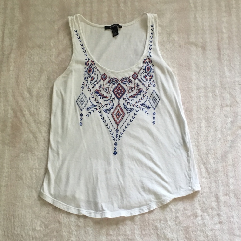 White tank top with detailing on front